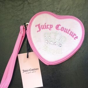 Juicy Couture Pink and White Heart Wristlet